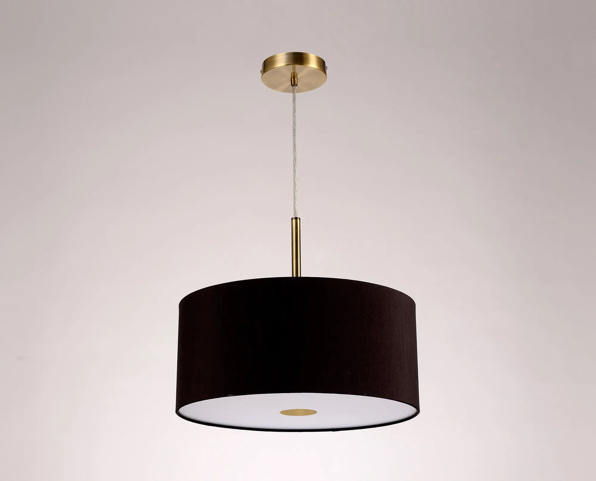Baymont 40cm 3 Light Pendant Antique Brass, Midnight Black/Green Olive, Frosted Diffuser DK0399  Deco Baymont AB BL/GR